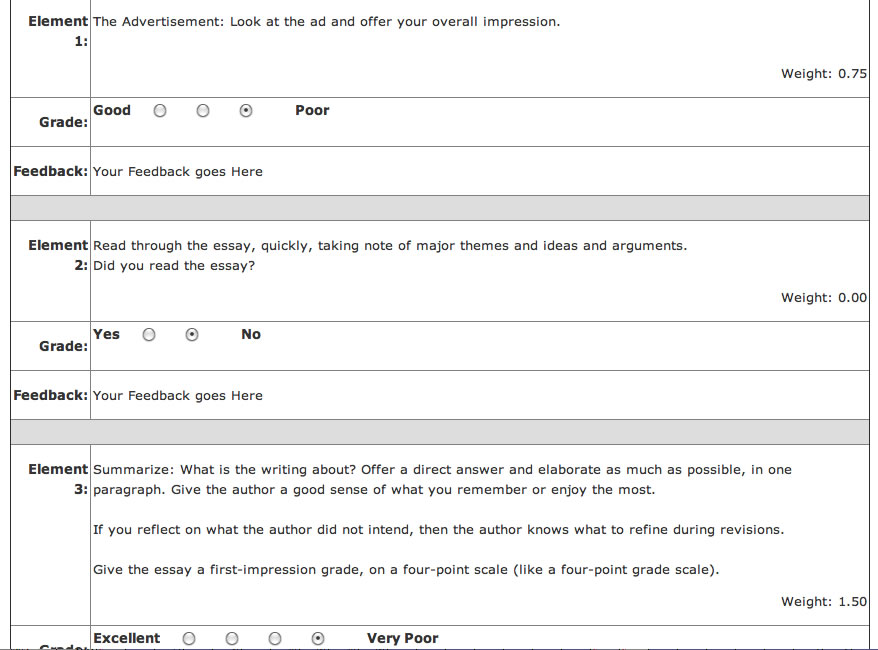 Specimine Assessment Form