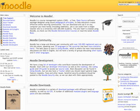 screenshot of moodle homepage