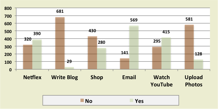 Shows some activities expert Internet users complete