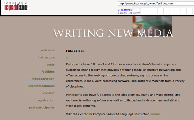 page 3 of the 2006 CIWIC-NM site, which describes facilities