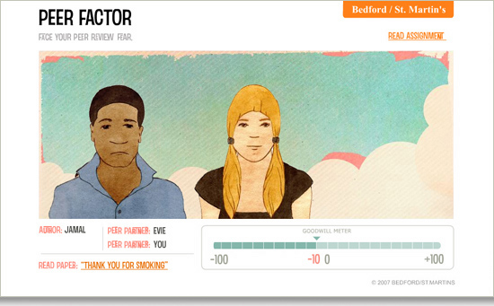 Peer Factor: Screenshot of characters frowning in response to when a question is answered incorrectly.