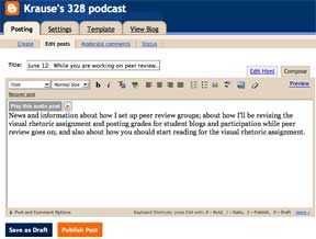 editing a podcast on Blogger