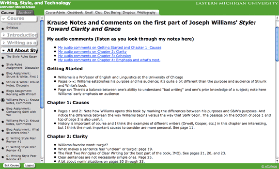 eCollege class screenshot