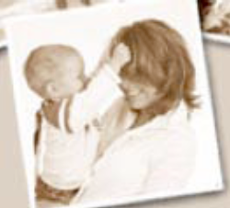 child playing with a woman's hair