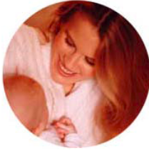 woman snuggling child