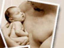 nude man snuggling child