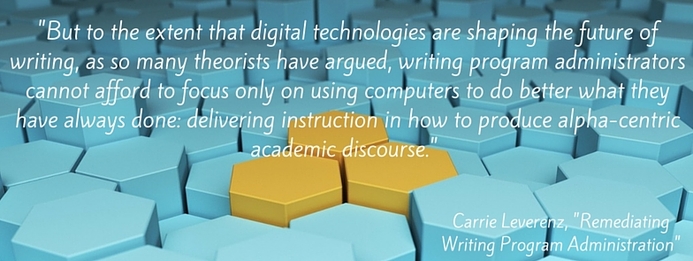 abstract image superimposed with quote from Carrie Leverenz